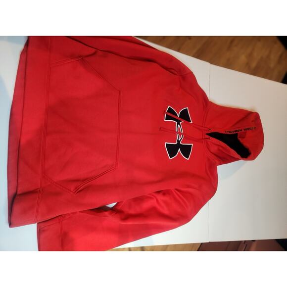 Under Armour Mens Big Logo Hooded Sweatshirt Red Fleece Long‎ Sleeve Mens XL - Picture 6 of 6